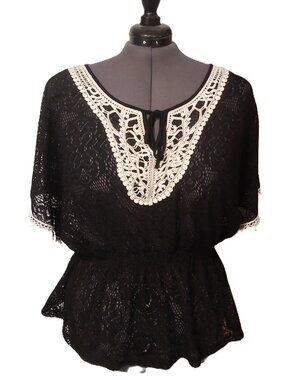 C. Oliver Sheer Stretch Lace Top SZ XL